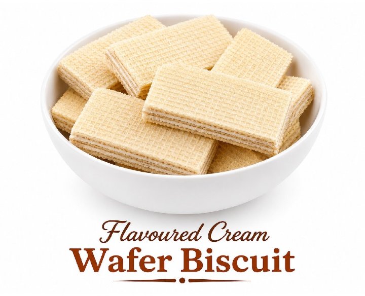 Flavoured cream wafer biscuit